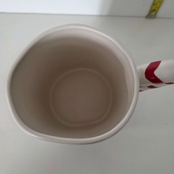 Rae Dunn Christmas Candy Cane Lane mug White with Candy Cane Handle NWOT - Picture 4 of 4